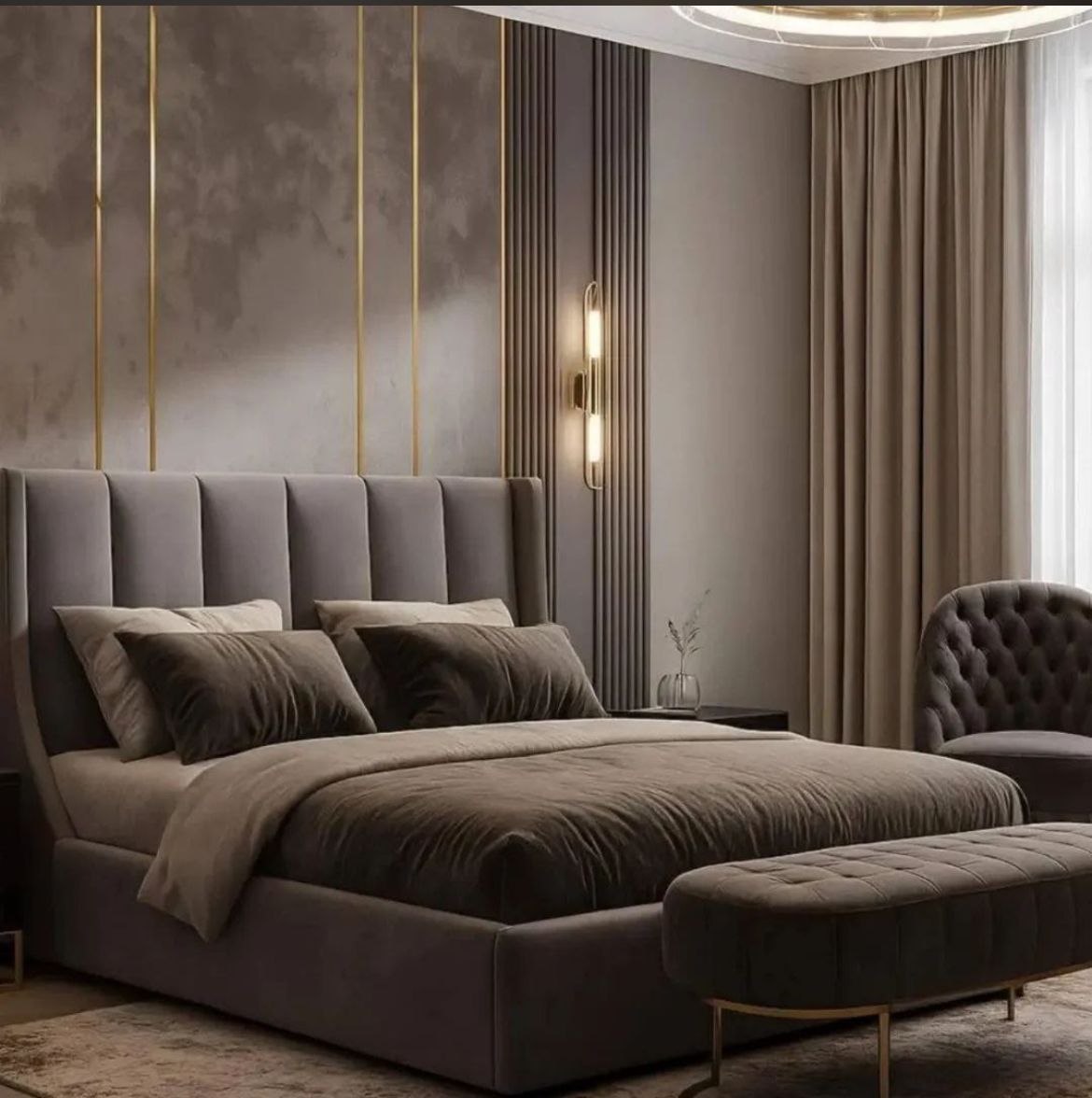 Modern upholstered bed with professional bed upholstery service in Noida