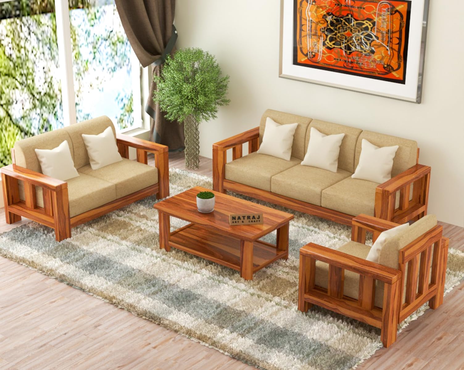 Premium wooden sofa set for living room in Gurugram - modern and elegant furniture design